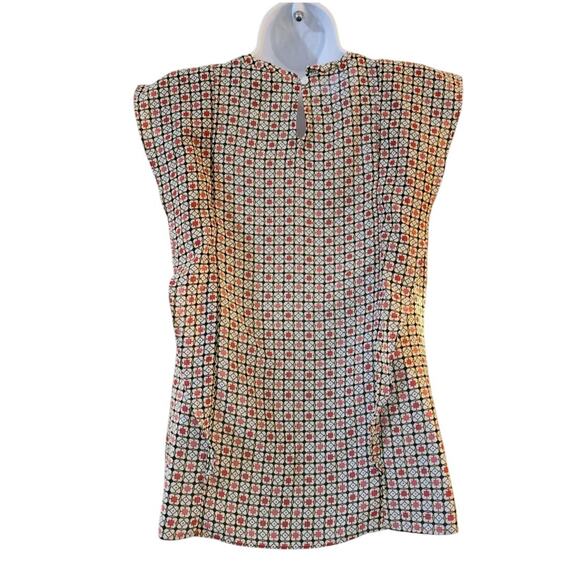 Worthington Womens Top Size S Pullover Keyhole Flutter Sleeve Front Geometric - Picture 4 of 10